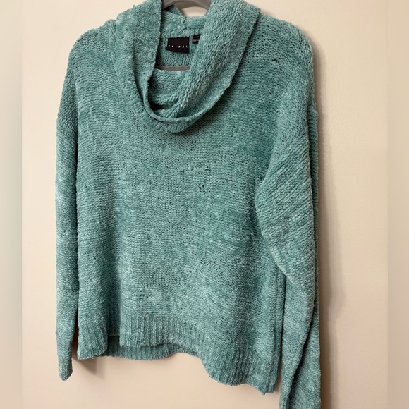Tribal Teal Cowl Neck Sweater - Picture 3 of 6